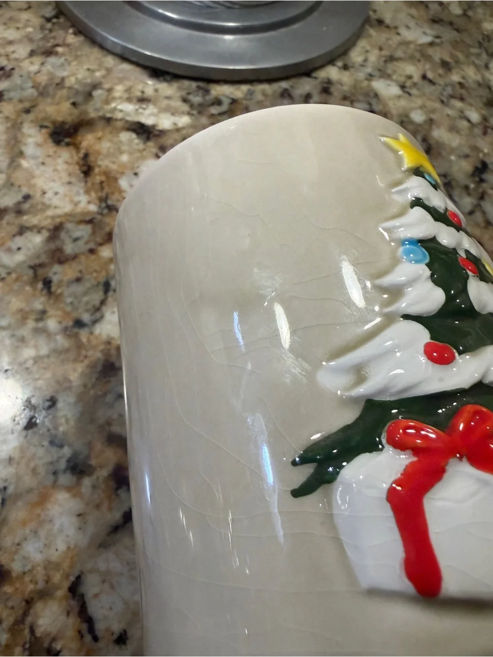 Vintage 1981 Otagiri Christmas Mug with 3-D Christmas Tree Design.